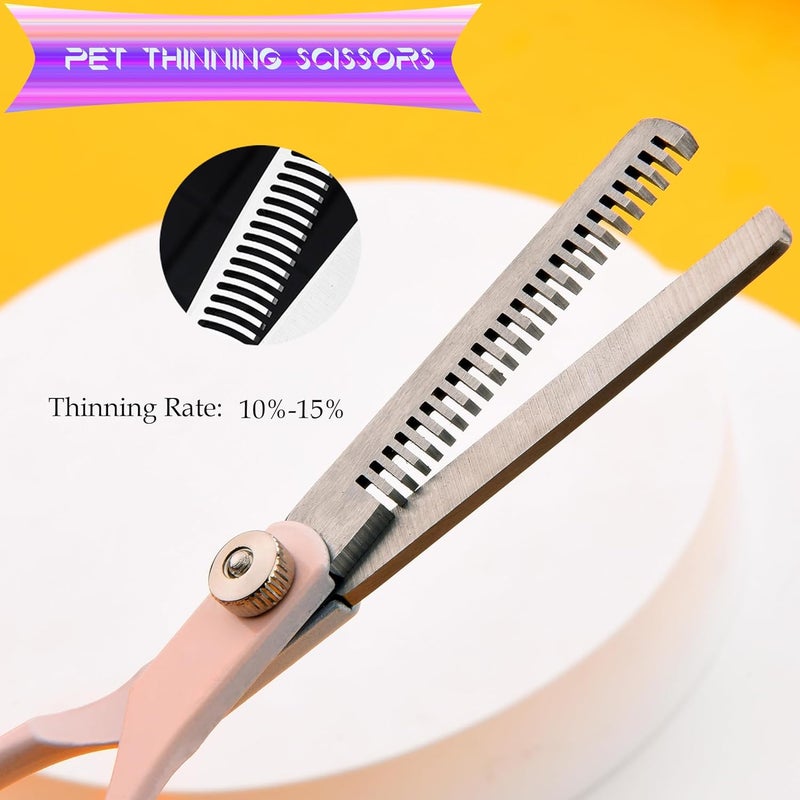 Fcysy Dog Grooming Scissors Kit, Professional Dog Trimming Scissors Set, Hair Cutting Curved Thinning Shears for Pet Cat at Home, Pet Grooming Supplies - Image 4